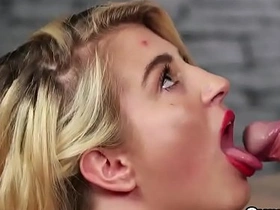 Spicy model gets jizz shot on her face gulping all the load