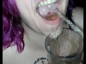 Goth sub drinks my piss