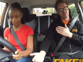 Fake driving school ebony learner with big tits is worst driver yet