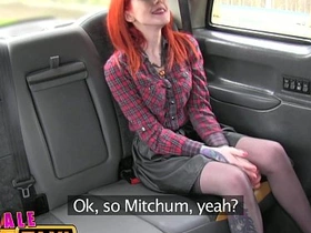 Female fake taxi lesbian dominates tattooed redhead