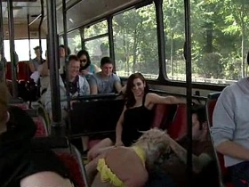 Bondage blonde anal fucked in public bus full of strangers