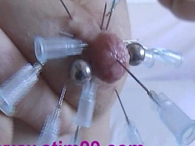 Tits injection saline extreme needles nipple milking fucking champagne bottle