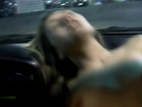 Blonde teen sucking stranger�s cock in car