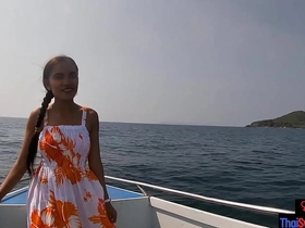Rented a boat for a day and had sex on it with his asian teen girlfriend