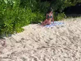Pissed on girl on a public beach - She was whirl stupefied