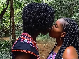 Public walk in park remote african lesbian toy play