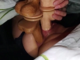Slut CV - Upper case Synthesis Squirting Orgasm After Transcript Penetration with Two Dildos on the Mirror