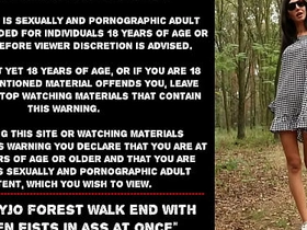 Hotkinkyjo forest walk end with two men fists in ass on presentation