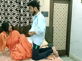 Desi step mother in law fucked by daughter husband! Viral jobordosti sex with audio