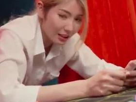 Blonde hot sexy Taiwanese girl has intercourse relative to her lover.