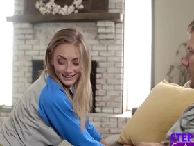 Blonde Vamp Kyler Quinn gets tight pussy fucked by stepbro while Stuck in Sink