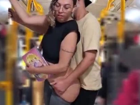 Naughty partisan gets a juicy cumshot on her up to here public bus, moaning tightly during a depreciatory outdoor flash!