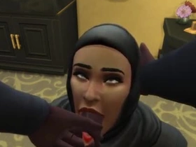 Daring Indian robber invades Arabic queen's copious palace, dominating her veiled in hijab be fitting of a savage interracial blowjob and gushing cum-in-mouth ecstasy.